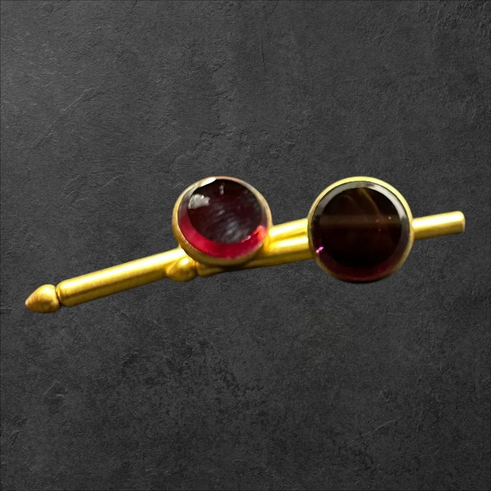 Hickok Shirt Studs‎ Mens Gold Tone w/Red Stone Vintage Tuxedo Formal Dress Groom